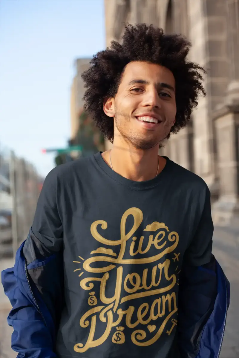Men's T-Shirt Graphic Tee Shirt Live Your Dreams Short Sleeve Shirt Inspirational Gift 1