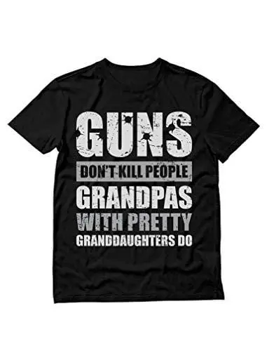 Men's T-Shirt Guns Don't Kill Grandpas Granddaughter Grandpa, Papa T-Shirt Black 1