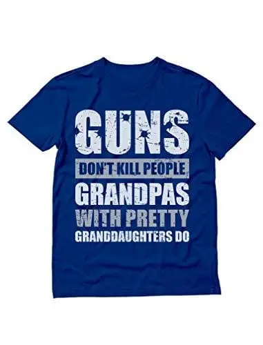 Men's T-Shirt Guns Don't Kill Grandpas Granddaughter Grandpa, Papa T-Shirt Blue 1