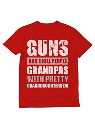 Men's T-Shirt Guns Don't Kill Grandpas Granddaughter Grandpa, Papa T-Shirt Red 1