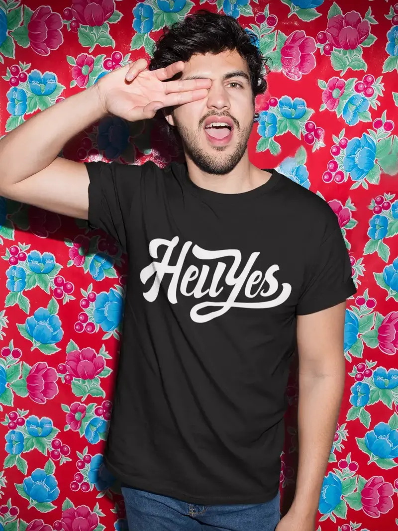 Men's T-Shirt Hell Yes Shirt Short Sleeve Shirt For Men Comic Quote Vintage Apparel 1