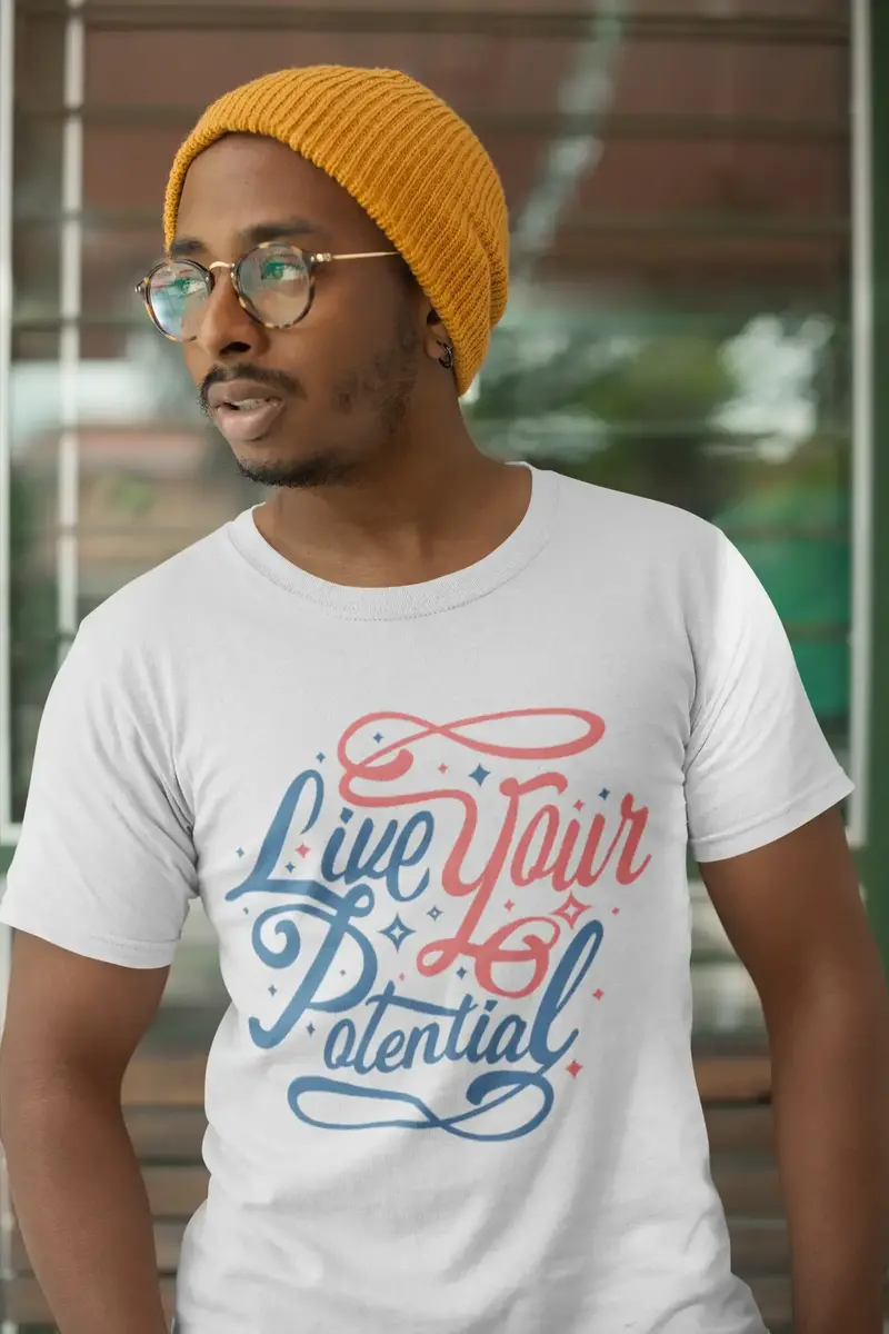 Men's T-Shirt Live Your Potential Shirt Vintage Graphic Tee Shirt Motivational Gift 1