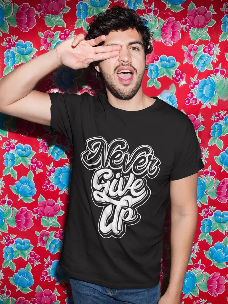 Men's T-Shirt Never Give Up Shirt Motivational T Shirt Vintage Graphic Tee Shirt 1