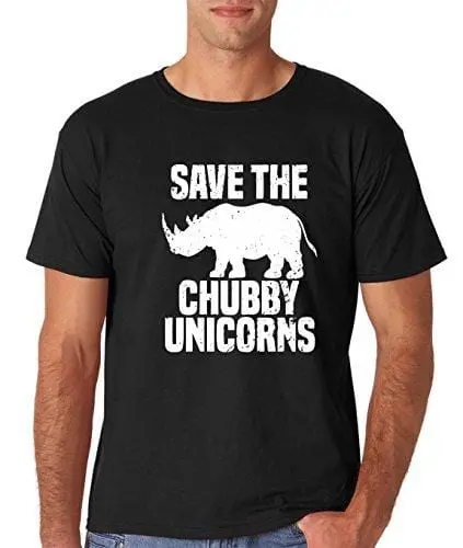 Men's T-Shirt Save The Chubby Unicorn Funny Quote Hipster Men's Tshirt Black 1