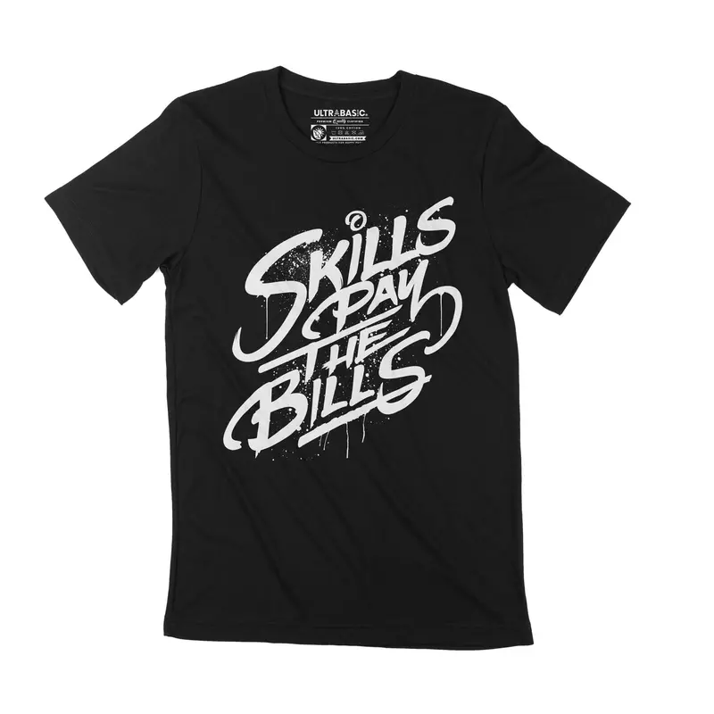 Men's T-Shirt Skills Pay The Bills Shirt With Quotes Inspirational Tees Vintage Apparel 1