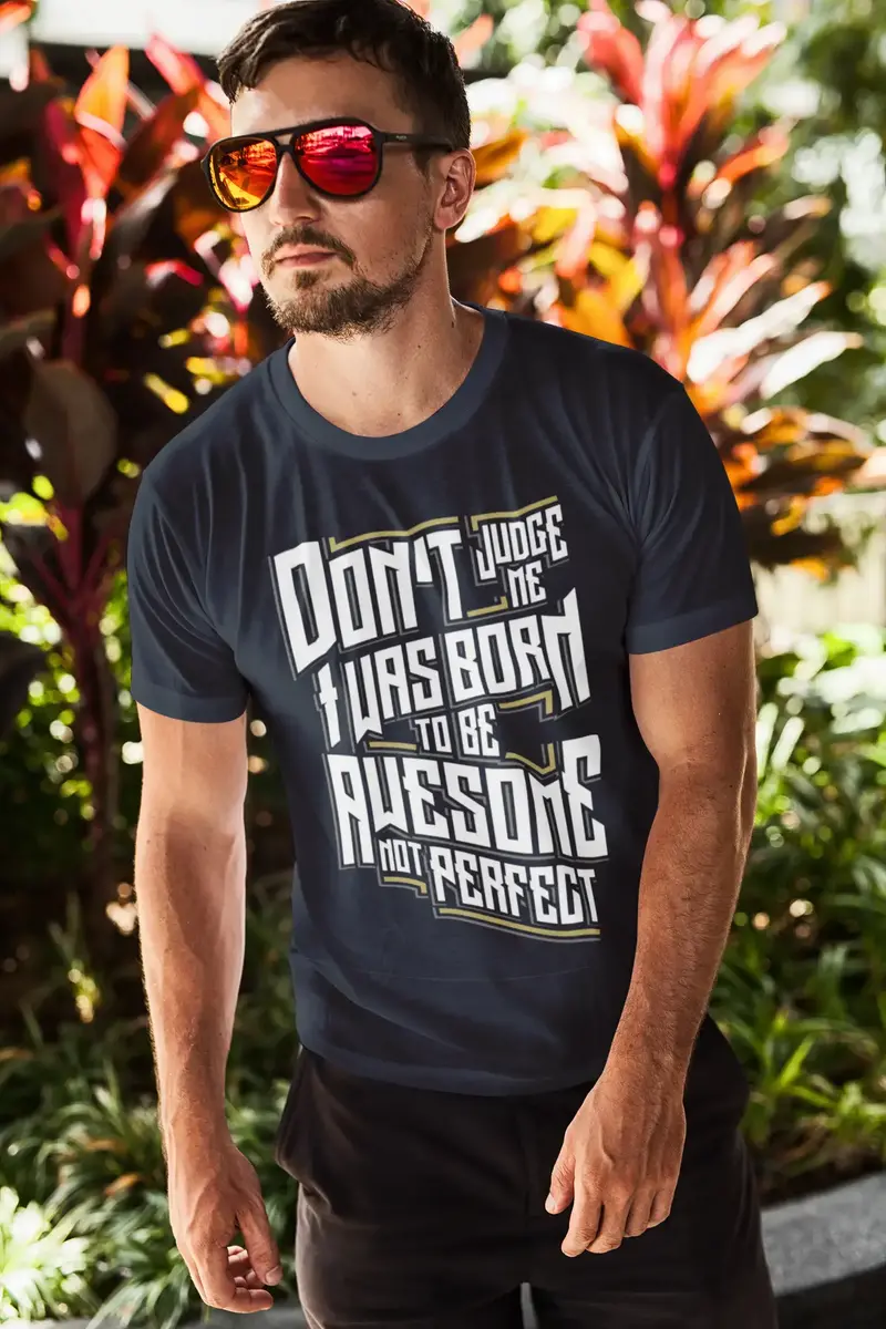 Men's T-Shirt Vintage Shirt Awesome Not Perfect Graphic Short Sleeve Tee 1