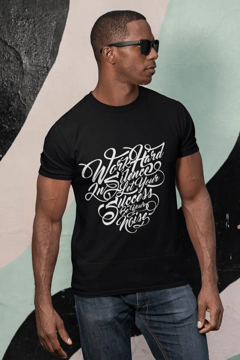 Men's T-Shirt Work Hard In Silence Shirt Motivational Shirt Quote Short Sleeve Tee Shirt 2