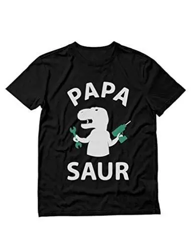 Men's T-Shit Grandpa Dad Fathers Day T-Shirt Papa Saur Trex Dad Black 1