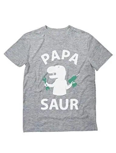 Men's T-Shit Grandpa Dad Fathers Day T-Shirt Papa Saur Trex Dad Gray 1