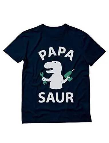 Men's T-Shit Grandpa Dad Fathers Day T-Shirt Papa Saur Trex Dad Navy 1