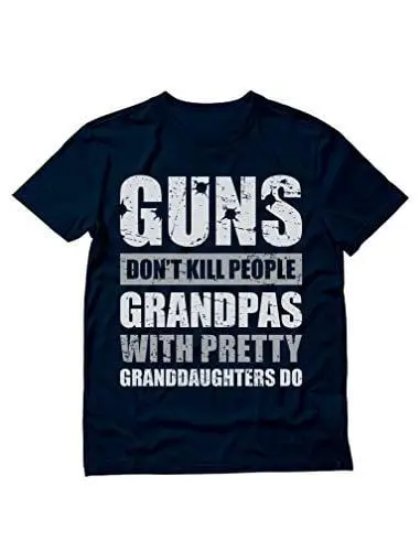 Men's T-Short Guns Don't Kill Grandpas Do Grandpa Papa T-Shirt Navy 1