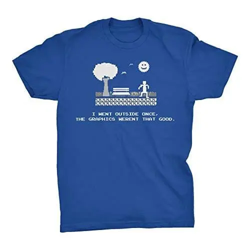 Men's Tshirt I Went Outside Once, The Graphics Weren't That Funny Gamer T-Shirt Royal 1