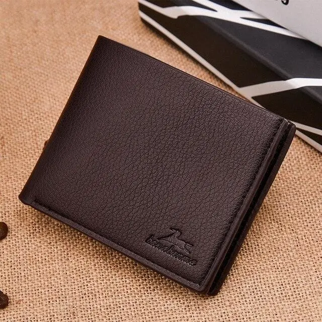 Men's Wallet Short Horizontal New Wallets Men British Casual Multi-Function Card Bag Magnetic Buckle Retro Triangle Folding 644 5