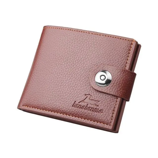 Men's Wallet Short Horizontal New Wallets Men British Casual Multi-Function Card Bag Magnetic Buckle Retro Triangle Folding 644 5