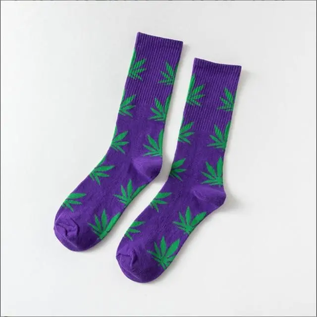 Moda Mulaya Funny Socks Women Comfortable High Quality Cotton Happy Hemp Leaf Maple Casual Long Weed Crew Sock Dress Harajuku 10