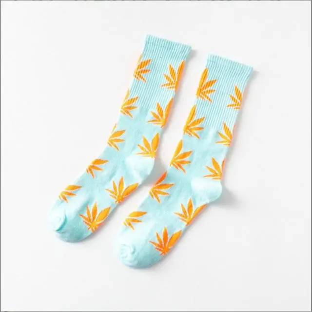 Moda Mulaya Funny Socks Women Comfortable High Quality Cotton Happy Hemp Leaf Maple Casual Long Weed Crew Sock Dress Harajuku 12