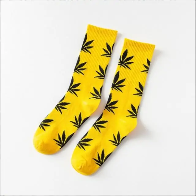 Moda Mulaya Funny Socks Women Comfortable High Quality Cotton Happy Hemp Leaf Maple Casual Long Weed Crew Sock Dress Harajuku 13
