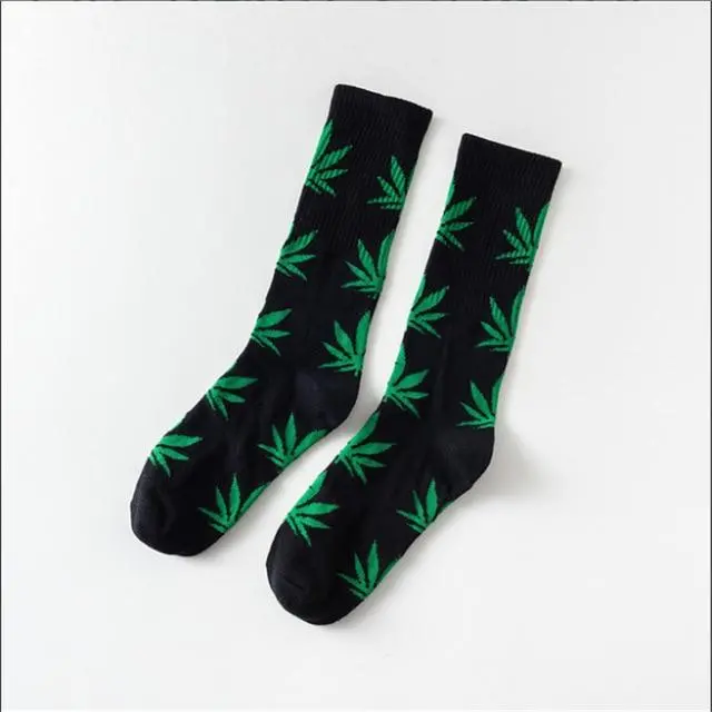 Moda Mulaya Funny Socks Women Comfortable High Quality Cotton Happy Hemp Leaf Maple Casual Long Weed Crew Sock Dress Harajuku 13