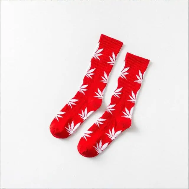 Moda Mulaya Funny Socks Women Comfortable High Quality Cotton Happy Hemp Leaf Maple Casual Long Weed Crew Sock Dress Harajuku 14
