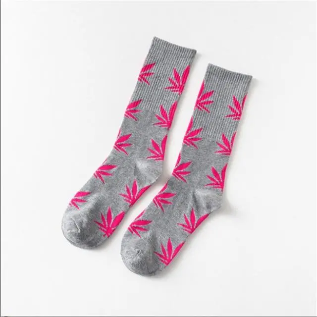 Moda Mulaya Funny Socks Women Comfortable High Quality Cotton Happy Hemp Leaf Maple Casual Long Weed Crew Sock Dress Harajuku 15