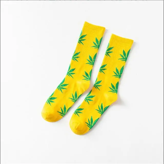 Moda Mulaya Funny Socks Women Comfortable High Quality Cotton Happy Hemp Leaf Maple Casual Long Weed Crew Sock Dress Harajuku 16
