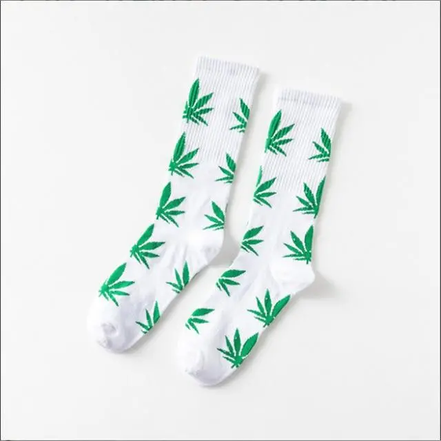 Moda Mulaya Funny Socks Women Comfortable High Quality Cotton Happy Hemp Leaf Maple Casual Long Weed Crew Sock Dress Harajuku 18
