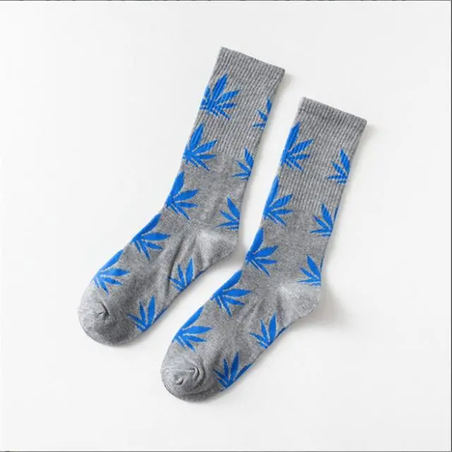 Moda Mulaya Funny Socks Women Comfortable High Quality Cotton Happy Hemp Leaf Maple Casual Long Weed Crew Sock Dress Harajuku 19