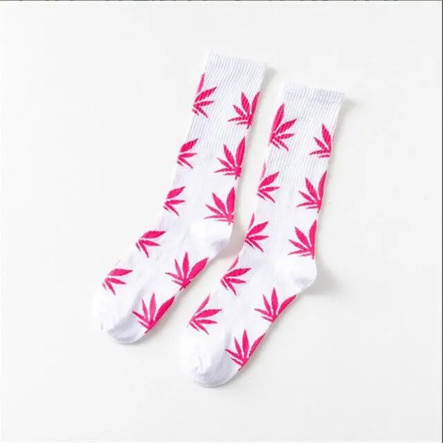 Moda Mulaya Funny Socks Women Comfortable High Quality Cotton Happy Hemp Leaf Maple Casual Long Weed Crew Sock Dress Harajuku 21