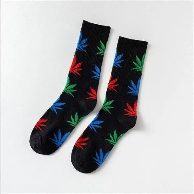 Moda Mulaya Funny Socks Women Comfortable High Quality Cotton Happy Hemp Leaf Maple Casual Long Weed Crew Sock Dress Harajuku 24