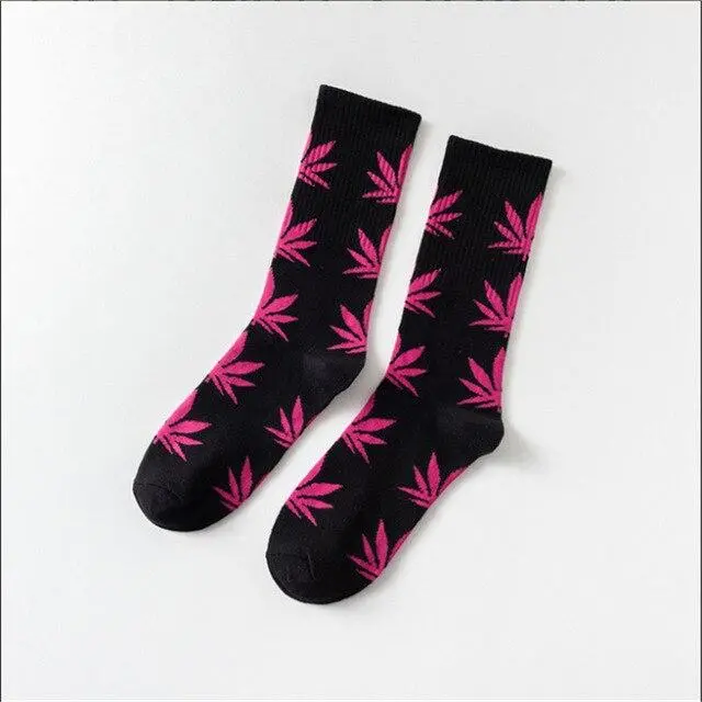 Moda Mulaya Funny Socks Women Comfortable High Quality Cotton Happy Hemp Leaf Maple Casual Long Weed Crew Sock Dress Harajuku 24
