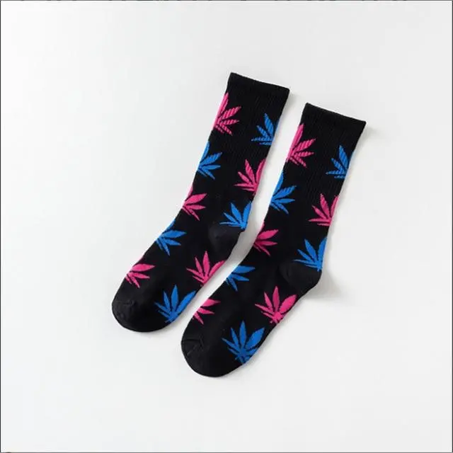 Moda Mulaya Funny Socks Women Comfortable High Quality Cotton Happy Hemp Leaf Maple Casual Long Weed Crew Sock Dress Harajuku 25