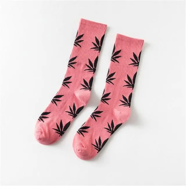 Moda Mulaya Funny Socks Women Comfortable High Quality Cotton Happy Hemp Leaf Maple Casual Long Weed Crew Sock Dress Harajuku 26