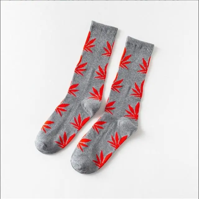 Moda Mulaya Funny Socks Women Comfortable High Quality Cotton Happy Hemp Leaf Maple Casual Long Weed Crew Sock Dress Harajuku 26