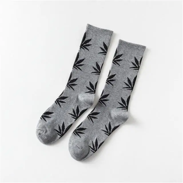Moda Mulaya Funny Socks Women Comfortable High Quality Cotton Happy Hemp Leaf Maple Casual Long Weed Crew Sock Dress Harajuku 27