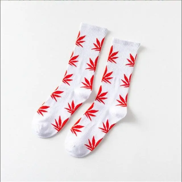 Moda Mulaya Funny Socks Women Comfortable High Quality Cotton Happy Hemp Leaf Maple Casual Long Weed Crew Sock Dress Harajuku 8