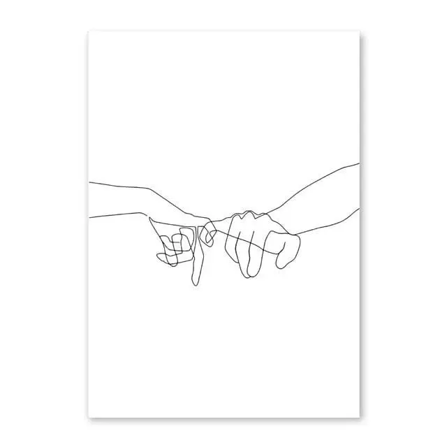 Modern Line-Drawing Portrait Canvas – Yellow-Toned Nordic Wall Art Featuring Abstract Female Figure