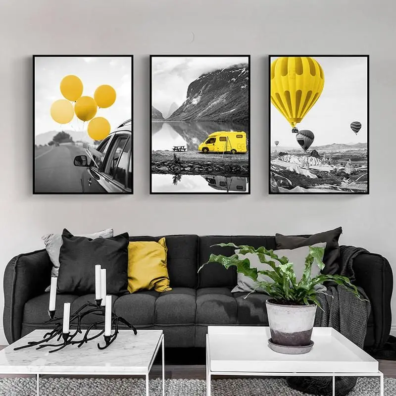 Modern Posters And Prints Yellow Balloon Scenery Canvas Painting No Frame Wall Art Pictures For Living Room Home Decoration 1
