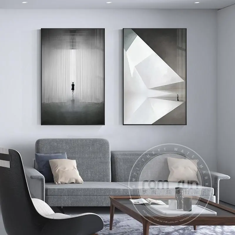 Modern Street Buiding Canvas Painting Fashion Wall Art Picture White And Black Print Poster For Living Room Artistic Lobby Decor 1
