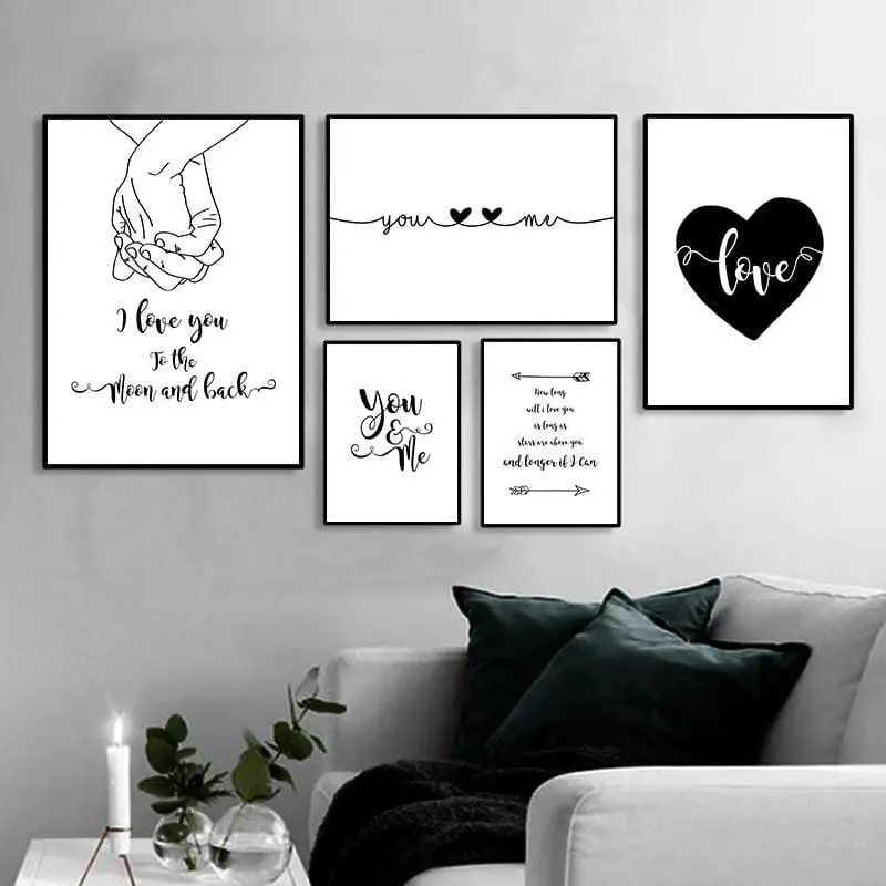 Modern Wall Decor Canvas Painting Nordic Love Quote Canvas Picture Black White Fashion Wall Art Poster Hd2764 1