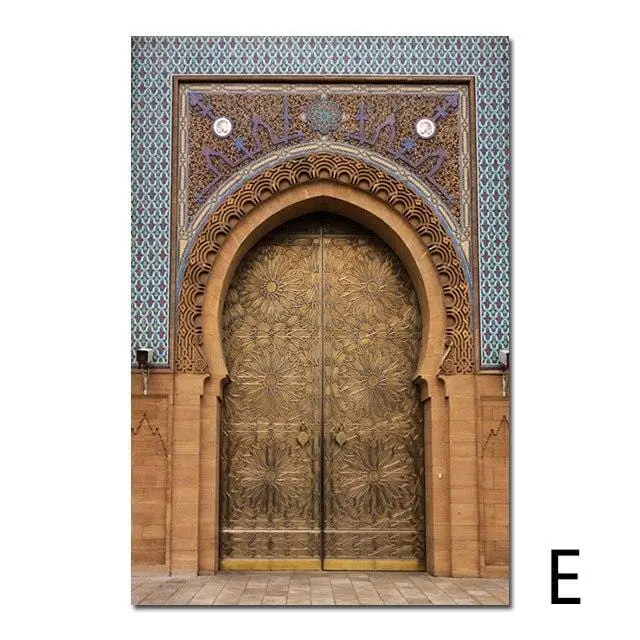 Morocco Door Nordic Poster Wall Art Canvas Painting Scenery Religion Casablanca Palace Wall Pictures For Living Room Unframed 7