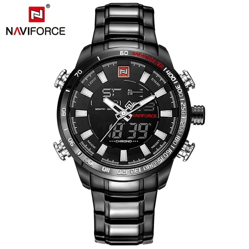 Naviforce Luxury Brand Men Military Sport Watches Men's Digital Quartz Clock Full Steel Waterproof Wrist Watch Relogio Masculino 1