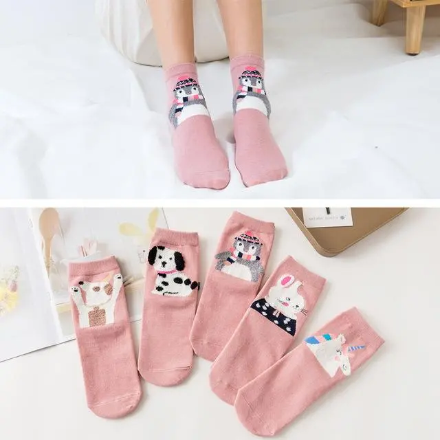 New Fashion Cartoon Cotton Socks Women Korean Kawaii Dog Print Women Cute Socks Casual Meias Funny Harajuku Socks For Women Girl 2
