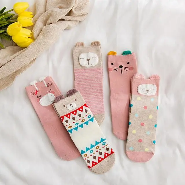 New Fashion Cartoon Cotton Socks Women Korean Kawaii Dog Print Women Cute Socks Casual Meias Funny Harajuku Socks For Women Girl 3