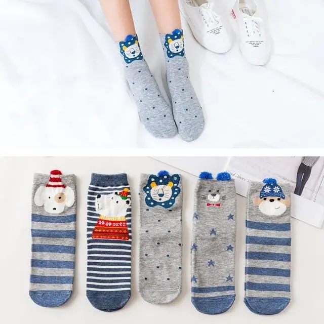 New Fashion Cartoon Cotton Socks Women Korean Kawaii Dog Print Women Cute Socks Casual Meias Funny Harajuku Socks For Women Girl 4