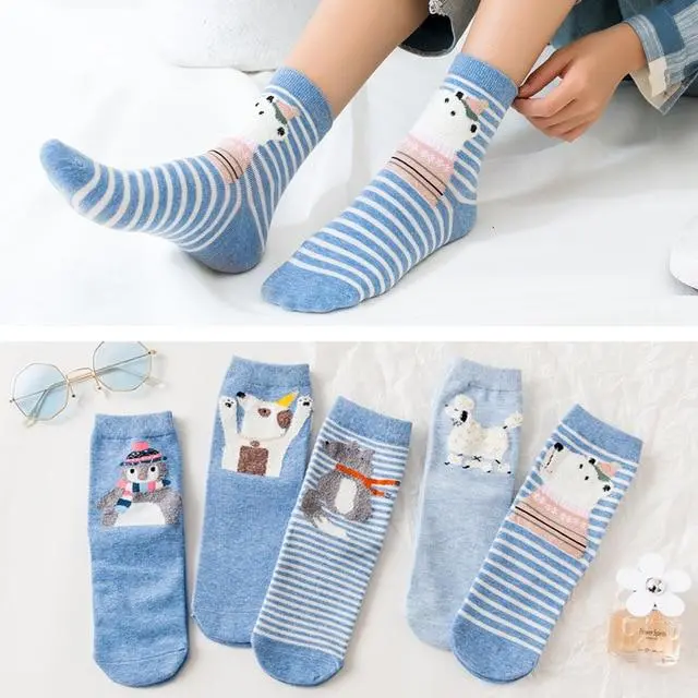 New Fashion Cartoon Cotton Socks Women Korean Kawaii Dog Print Women Cute Socks Casual Meias Funny Harajuku Socks For Women Girl 5