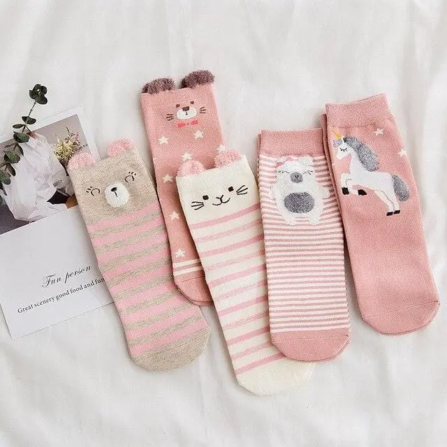 New Fashion Cartoon Cotton Socks Women Korean Kawaii Dog Print Women Cute Socks Casual Meias Funny Harajuku Socks For Women Girl 5