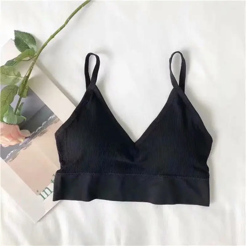 New Fashion Simple Solid Color Student Thread Underwear Bra Beauty Back Bra Tube Top Sports Lingerie 1