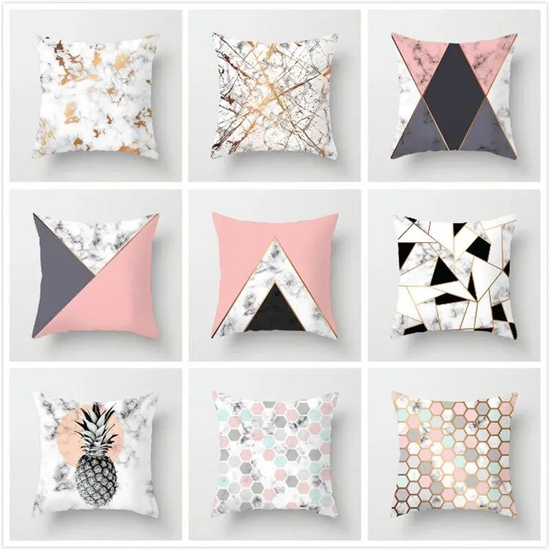 New Geometric Printed Pillow Case Cover Square 45Cm*45Cm Polyester Pillowcase Home Decorative 1