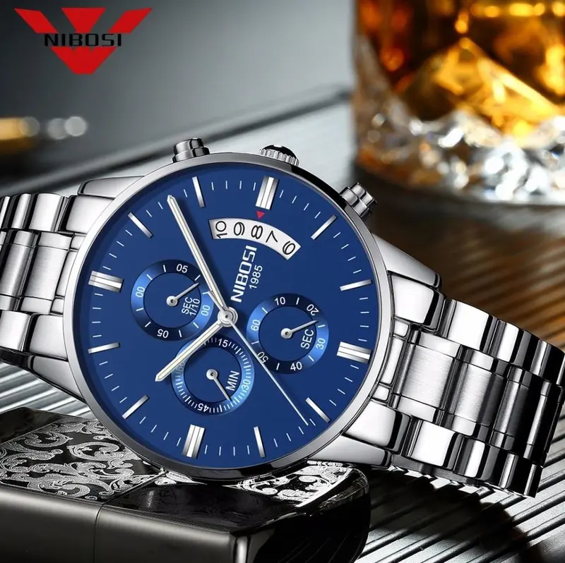 Nibosi Blue Watch Men Watches Luxury Top Brand Mens Watch Relogio Masculino Navy Blue Military Army Analog Quartz Wrist Watches 1