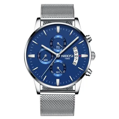 Nibosi Blue Watch Men Watches Luxury Top Brand Mens Watch Relogio Masculino Navy Blue Military Army Analog Quartz Wrist Watches 12